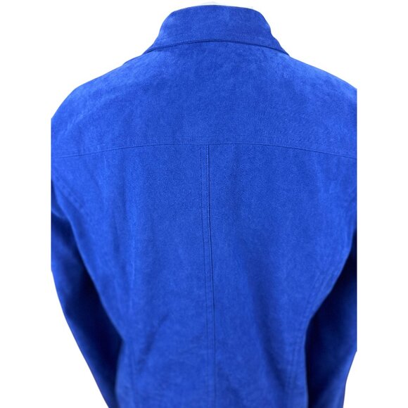 NEW Studio Works Button Up Blazer Jacket Womens 10 Blue Pockets Lined Collared - Picture 6 of 9